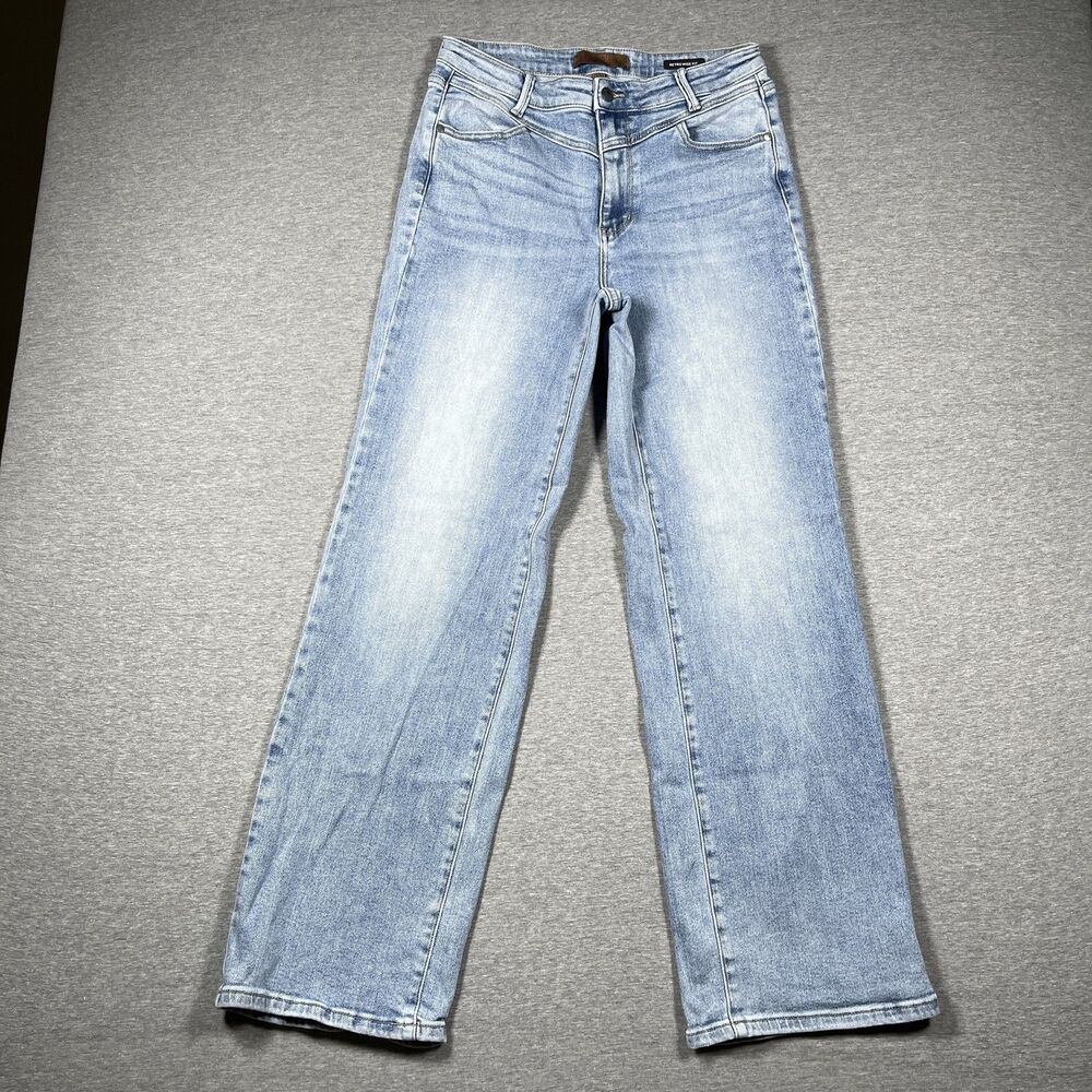 Judy Blue Jeans Womens 11/30 Blue Wide-Leg Retro Wide Fit High Rise Light Wash